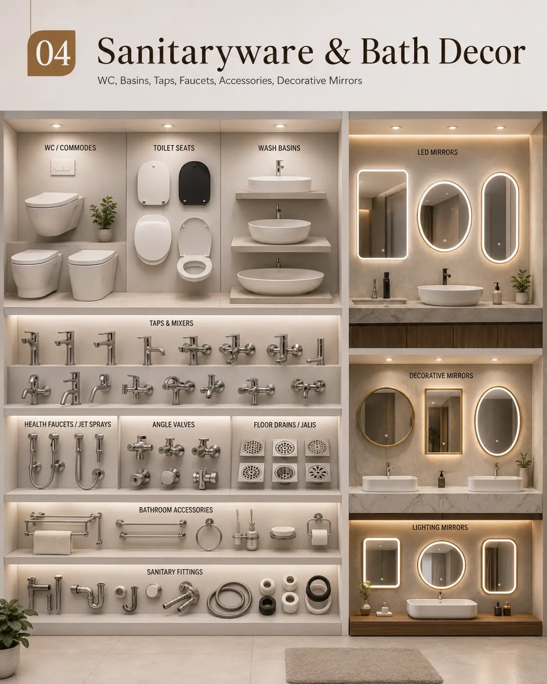 Sanitaryware & Bath Decor display section at Shiv Ashish showroom