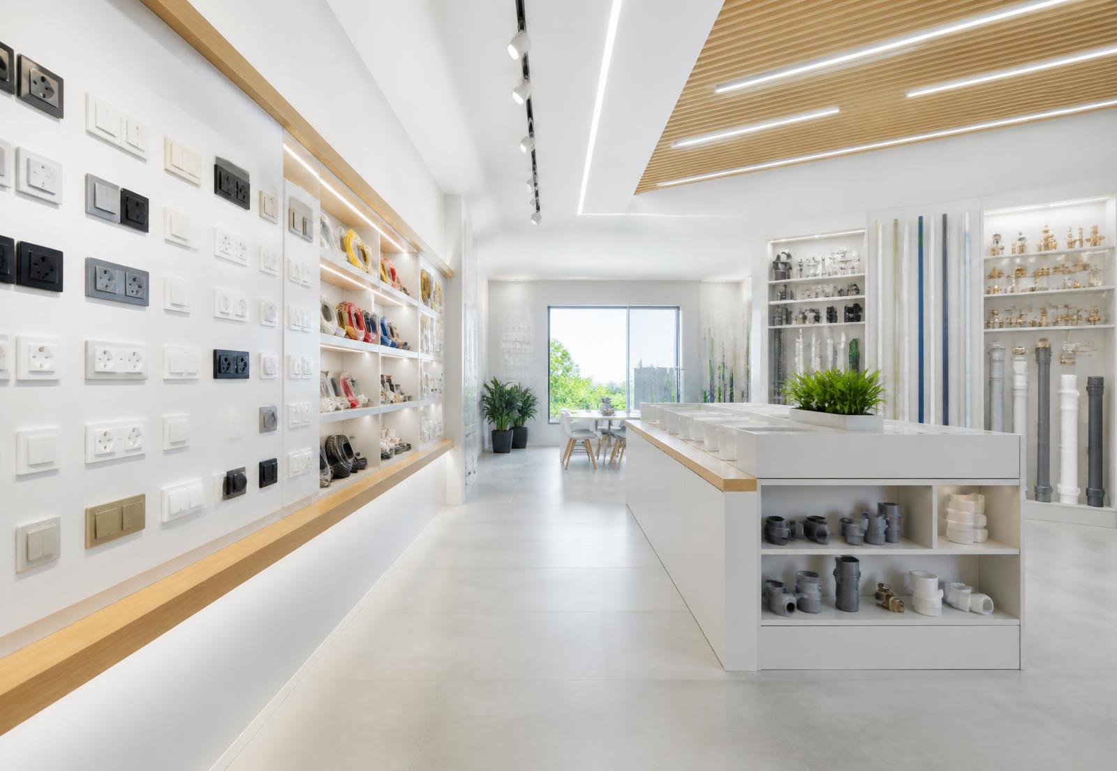 Organised interior of the Shiv Ashish home and building solutions showroom